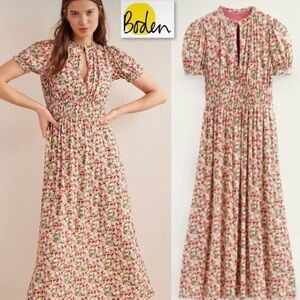 Boden Pink Floral Midi Dress